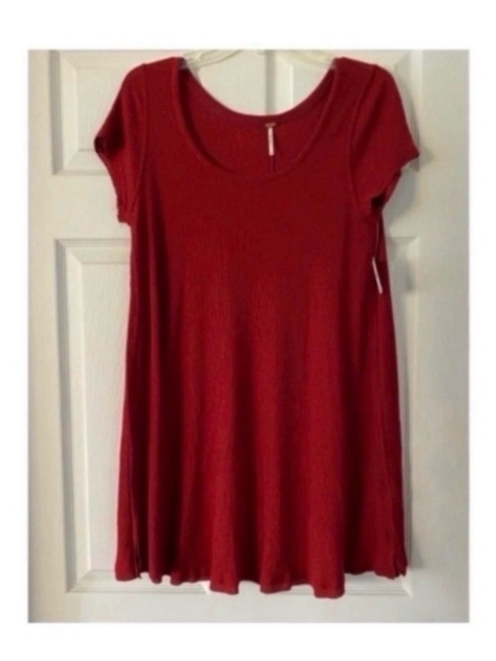 FREE PEOPLE BURGUNDY RED RIBBED SWING DRESS - Picture 4 of 7